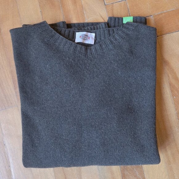 FLY3 100% Cashmere kaki crewneck sweater - Picture 1 of 9